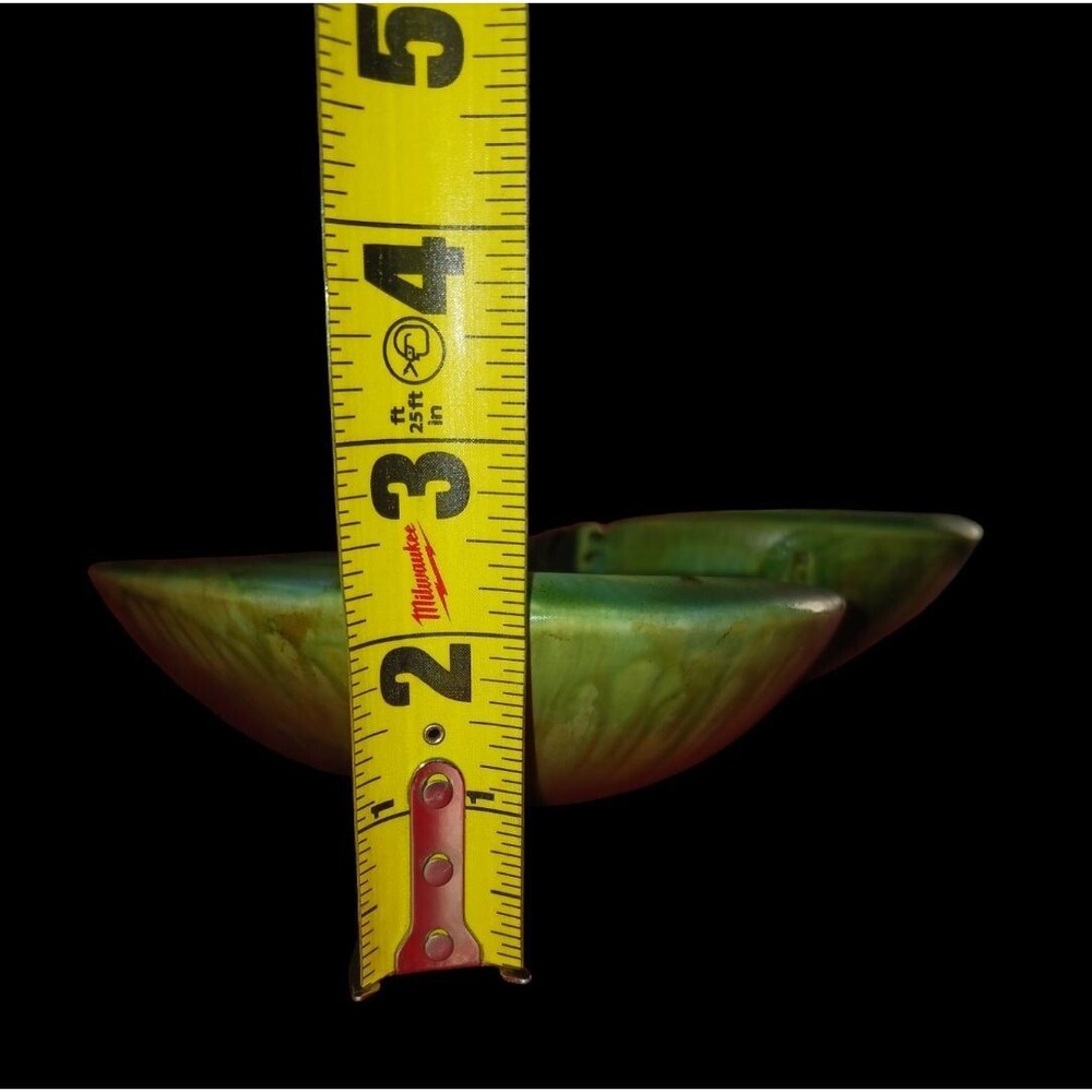 Large 1970's Ceramic Abstract Freeform Drip Glazed Atlantic Mold Ashtray Green - Picture 6 of 14